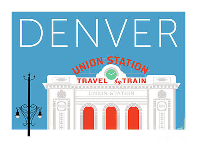Old Masters Royalty Free Images - DENVER Union Station/Blue Royalty-Free Image by Sam Brennan