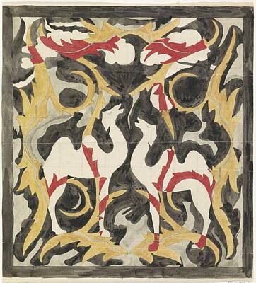 Animals Royalty Free Images - Design for a tile picture with two camels, Carel Adolph Lion Cachet, 1874 - 1945 Royalty-Free Image by Carel Adolph Lion Cachet
