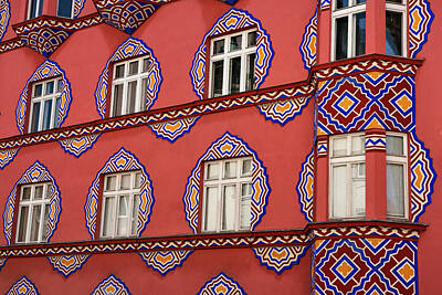 Watercolor Butterflies - Detail of bright facade of the Cooperative Business Bank Buildin by Reimar Gaertner