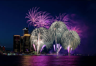 Abstract Skyline Photos - Detroit Fireworks 34 by Paul Cannon