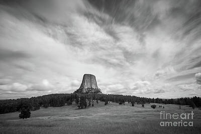 Queen - Devils Tower Long Exposure BW by Michael Ver Sprill