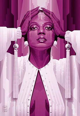 Recently Sold - Jazz Digital Art - Diana Ross in Magenta Monocrome by Garth Glazier