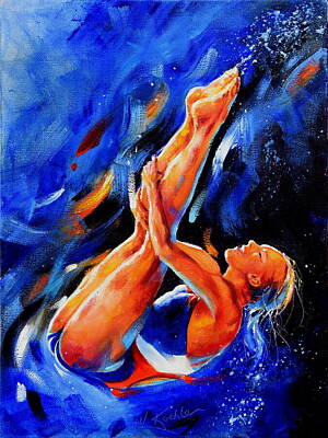 Sports Painting Rights Managed Images - Diving Diva Royalty-Free Image by Hanne Lore Koehler