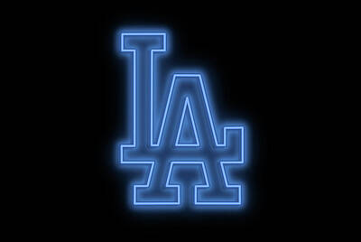 Recently Sold - Baseball Digital Art - Dodgers Neon Sign by Ricky Barnard