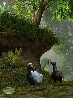 Animals Digital Art Rights Managed Images - Dodos in the Forest Royalty-Free Image by Daniel Eskridge