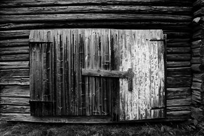 Ballerina - Door to a log stable - monochrome by Ulrich Kunst And Bettina Scheidulin