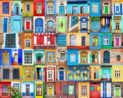 Cartoons Tees - Doors and windows of the world by Delphimages Photo Creations