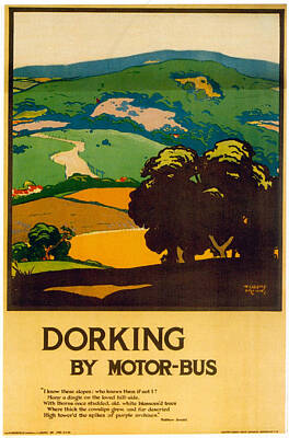 Royalty-Free and Rights-Managed Images - Dorking by Motor-Bus - London Underground - Retro travel Poster - Vintage Poster by Studio Grafiikka