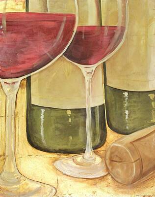 Wine Mixed Media - Double Date I by Maria Boudreaux