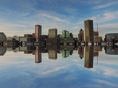 City Scenes Royalty-Free and Rights-Managed Images - Downtown Baltimore Maryland Sunset Skyline Reflection by Cityscape Photography