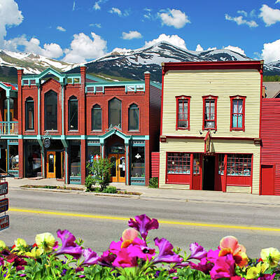 Mountain Royalty-Free and Rights-Managed Images - Downtown Breckenridge Colorado and Mountains - Square Format  by Gregory Ballos