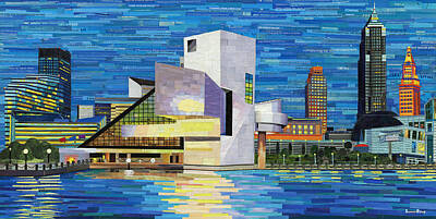 Rock And Roll Mixed Media - Downtown Cleveland Skyline  by Shawna Rowe