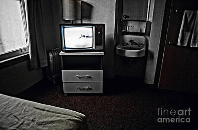 Pop Art Celebrities - Motel Room With TV City Life by Jim Corwin
