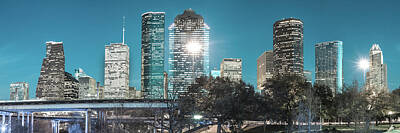 Royalty-Free and Rights-Managed Images - Downtown Houston Panoramic Skyline - Beautiful Blues by Gregory Ballos