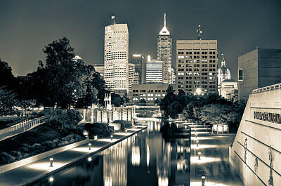 Nailia Schwarz Food Photography - Downtown Indianapolis Indiana Skyline in Sepia by Gregory Ballos