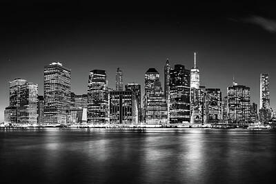 Skylines Rights Managed Images - Downtown Manhattan BW Royalty-Free Image by Az Jackson