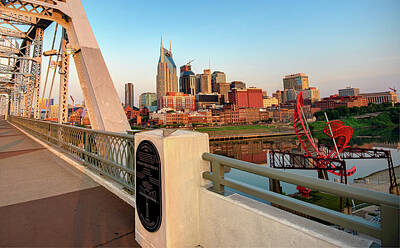 Skylines Royalty-Free and Rights-Managed Images - Downtown Nashville Skyline from the Shelby Street Bridge by Gregory Ballos