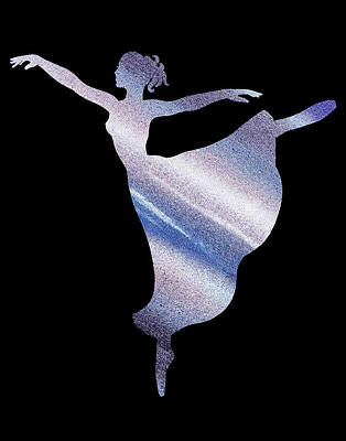 Black And White Beach Royalty Free Images - Dramatic Blue Dance Ballerina Silhouette Royalty-Free Image by Irina Sztukowski