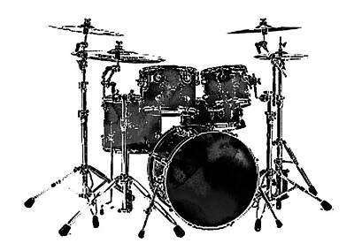 Musician Photo Royalty Free Images - Drum Set Black And White Royalty-Free Image by Athena Mckinzie