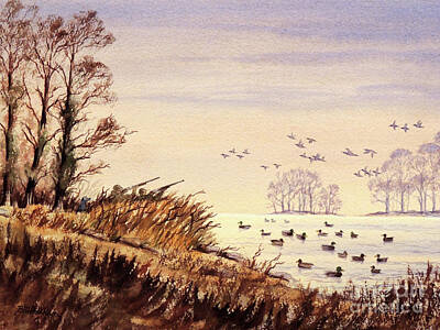Birds Paintings - Duck Hunting Times by Bill Holkham