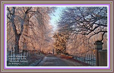 Curated Round Beach Towels - Dundalk Avenue In Winter. L A With Decorative Ornate Printed Frame. by Gert J Rheeders