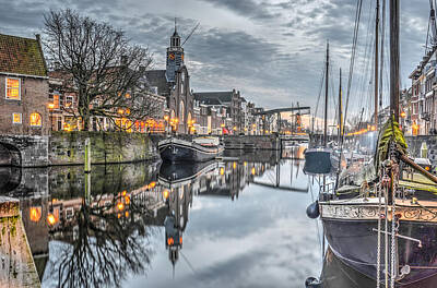 Transportation Royalty Free Images - Early Evening in Delfshaven Royalty-Free Image by Frans Blok