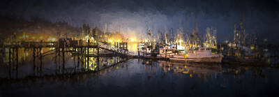 Transportation Digital Art Rights Managed Images - Early Morning Harbor III Royalty-Free Image by Jon Glaser