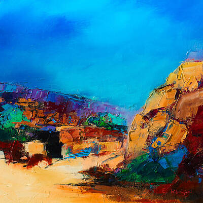 Abstract Landscape Paintings - Early Morning Over the Canyon by Elise Palmigiani