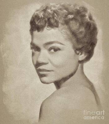 Musicians Drawings Rights Managed Images - Eartha Kitt, Vintage Actress and Singer Royalty-Free Image by Esoterica Art Agency