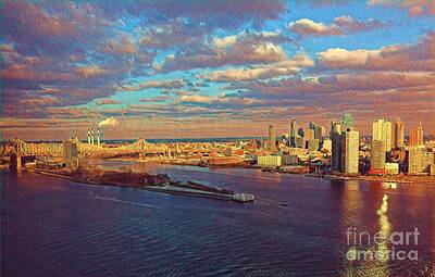 Cities Rights Managed Images - East River Sunset Royalty-Free Image by Miriam Danar