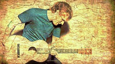 Musicians Digital Art - Ed Sheeran and guitar by Drawspots Illustrations
