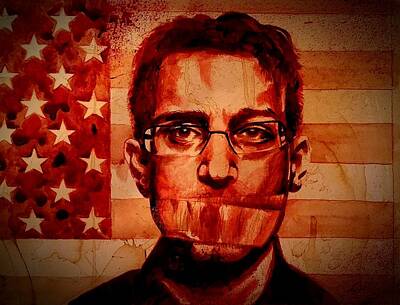 Recently Sold - Portraits Paintings - EDWARD SNOWDEN portrait fresh blood by Ryan Almighty