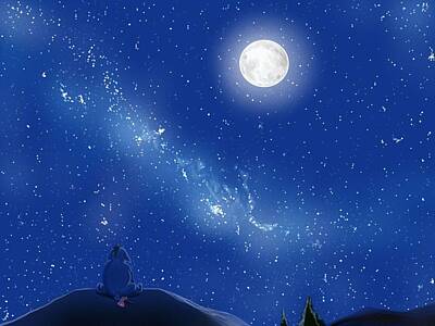 Mountain Paintings - Eeyore A Lonely Night by Amber Stanford