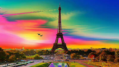 Abstract Airplane Art - Eiffel Tower by Gregory Murray