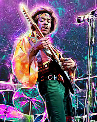 Musicians Mixed Media - Electric Ladyland, Jimi Hendrix by Mal Bray