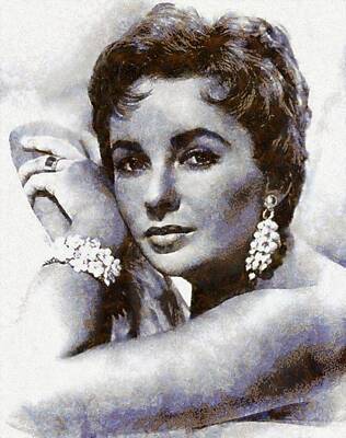 Actors Paintings - Elizabeth Taylor Hollywood Actress by Esoterica Art Agency
