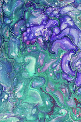 Christmas In The City - Emerald and Amethyst Fragment 4. Abstract Fluid Acrylic Painting by Jenny Rainbow