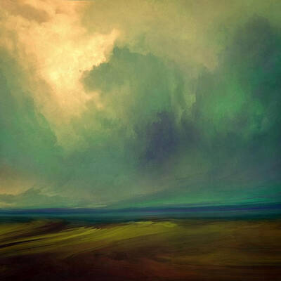 Best Sellers - Abstract Mixed Media - Emerald Sky by Lonnie Christopher