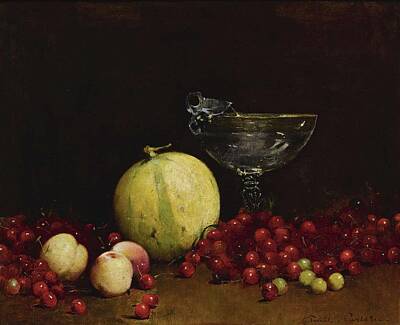 Staff Picks - Emil Carlsen 1853 - 1932 STILL LIFE WITH CHERRIES, MELON AND NECTARINES by Emil Carlsen