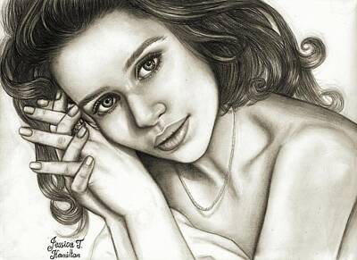 Science Fiction Drawings - Emilia Clarke Pencil portrait by Jessica T Hamilton