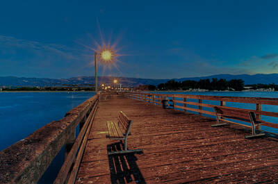 Abstract Landscape Photos - Empty Pier Glow by Connie Cooper-Edwards