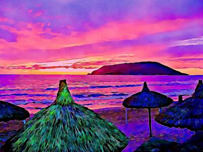 Featured Tapestry Designs Rights Managed Images - End of the beach day in Mazatlan Royalty-Free Image by Tatiana Travelways