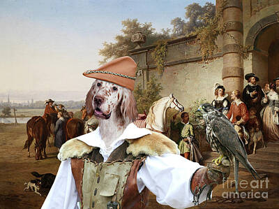 Cultural Textures - English Setter Art Canvas Print - Ready to Ride Out by Sandra Sij
