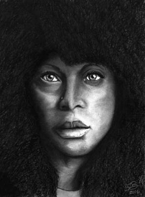 Musicians Drawings Rights Managed Images - Erykah Badu Royalty-Free Image by Tim Brandt