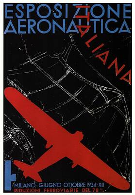 Transportation Mixed Media - Esposizione Aeronautica - Italiana - Retro travel Poster - Vintage Poster by Studio Grafiikka