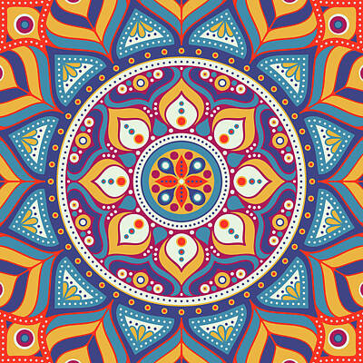 Grateful Dead Royalty Free Images - Ethnic Floral Mandala Royalty-Free Image by VRL Arts