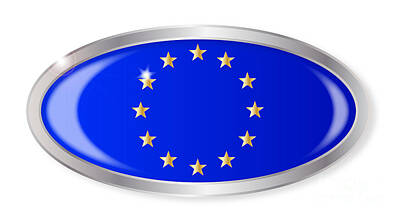 White Abstract Collection - EU Flag Oval Button by Bigalbaloo Stock