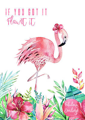Birds Mixed Media - Fabulous Flamingo - Flaunt It by Amanda Jane