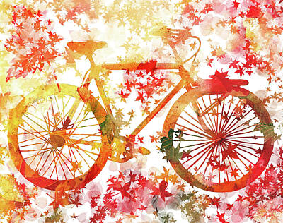Sports Painting Royalty Free Images - Fall Bicycle Royalty-Free Image by Irina Sztukowski