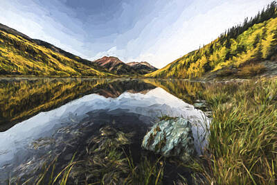 Mountain Digital Art - Fall Mirror II by Jon Glaser